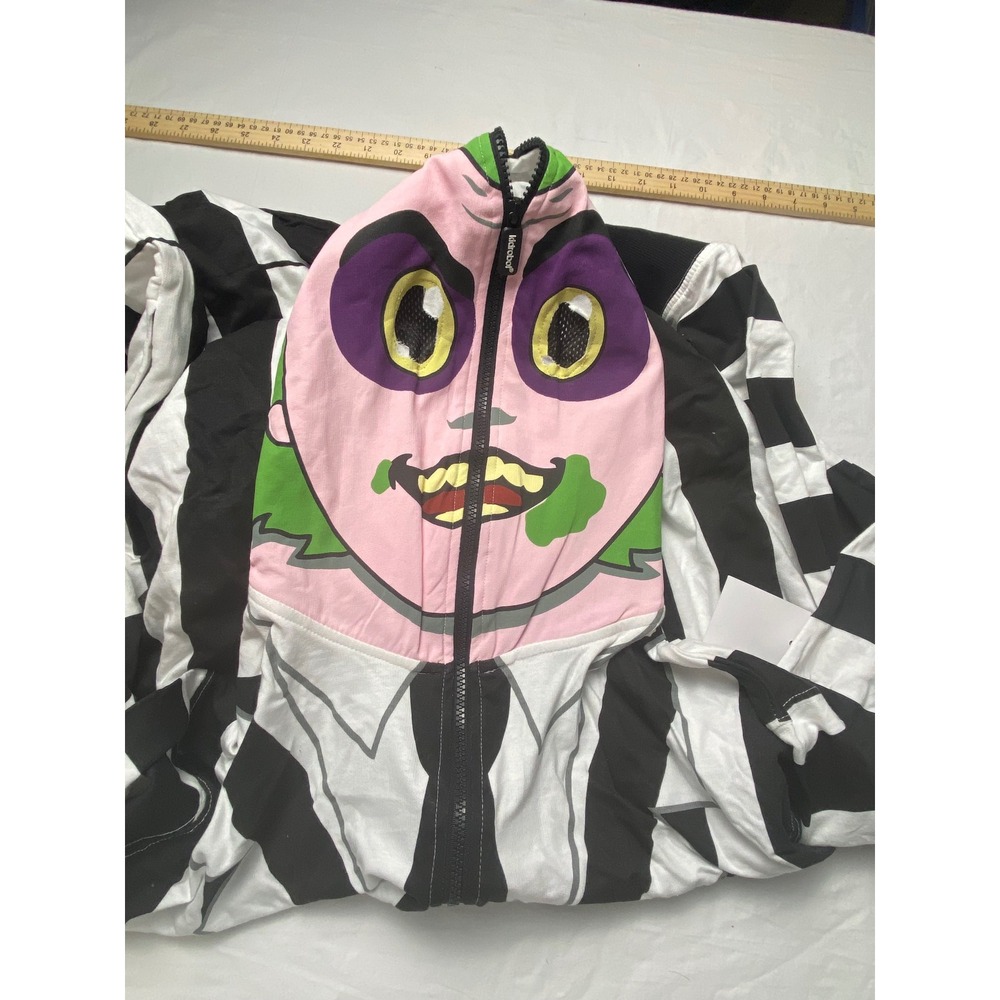 Beetlejuice Hooded Jumpsuit Costume Halloween Black Whiteβ Striped Large